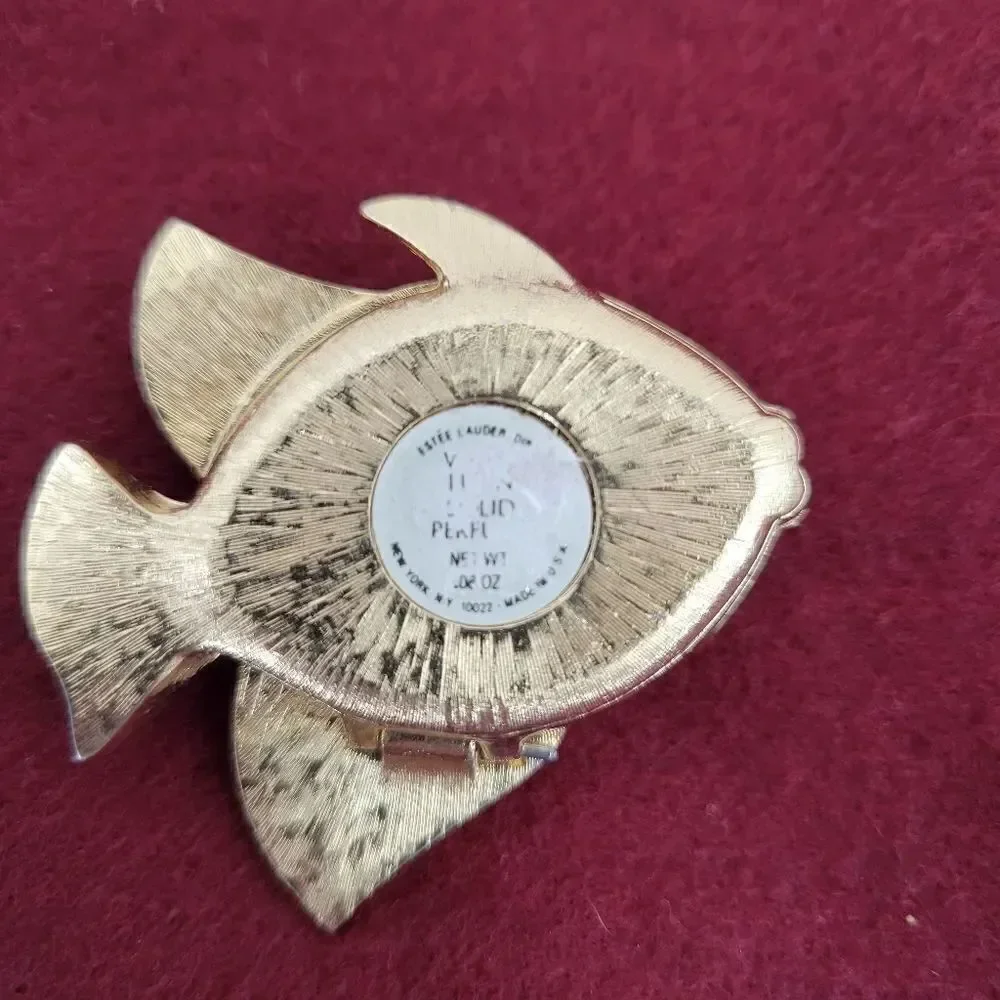 Estee Lauder Tropical Fish White Linen Compact Trinket Box 90s
